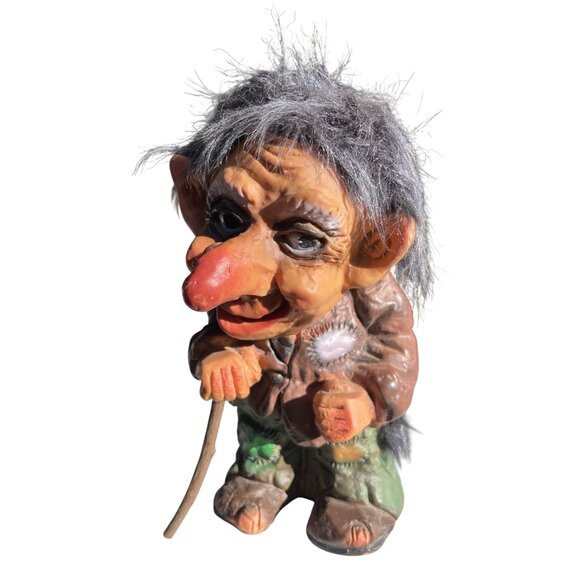 Vintage Erling Krage Troll Old Man Figurine With Cane Handcrafted Marked 63/601 - Picture 4 of 16